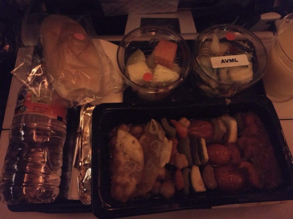 Qatar Airways Vegan maaltijd