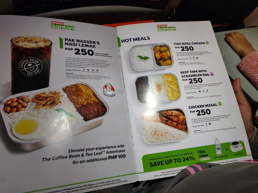 Air Asia food and prices