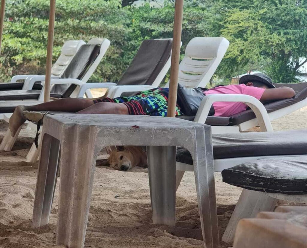 relaxing on beach in thailand